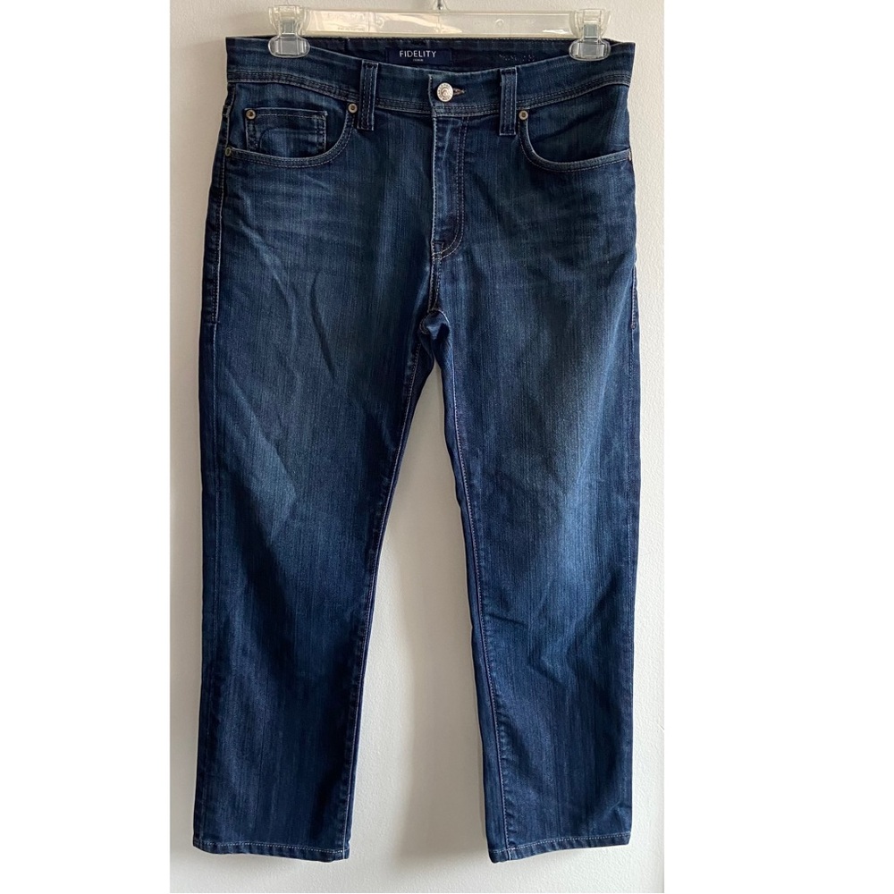 Fidelity Jeans Jimmy Straight Leg Jeans Mens Size 32 Zip Fly Lunar Blue Wash